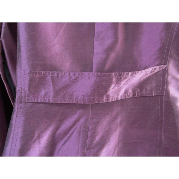 Mulberry Purple Silk Shantung Duster Coat Lined Three Button 16 Allison Taylor E - Picture 14 of 16